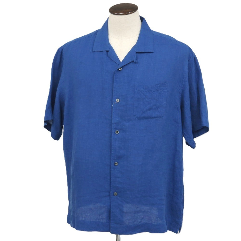 【中古】ブルックスブラザーズ Brooks Brothers リネン系 オープンカラー 半袖シャツ ブルー【サイズXL】【 状態ランクA 】【 メンズ 】