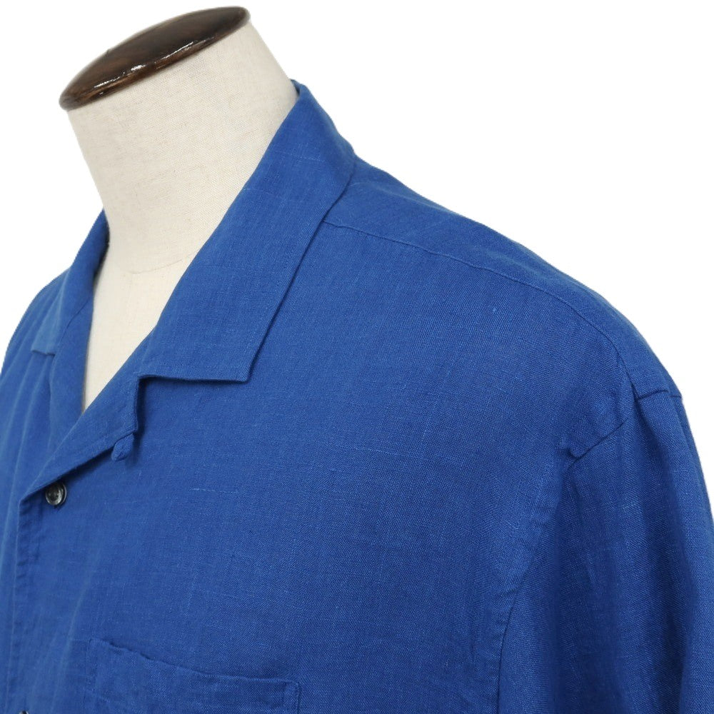 【中古】ブルックスブラザーズ Brooks Brothers リネン系 オープンカラー 半袖シャツ ブルー【サイズXL】【 状態ランクA 】【 メンズ 】