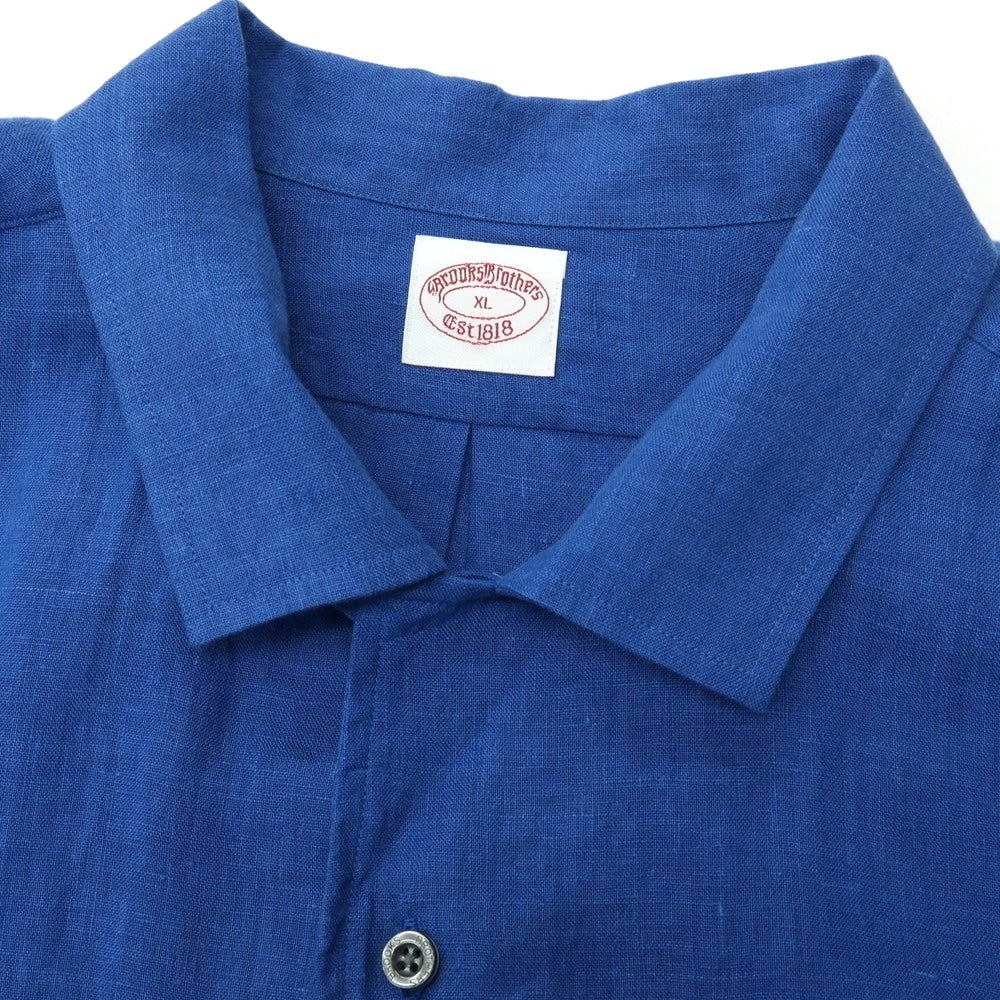 【中古】ブルックスブラザーズ Brooks Brothers リネン系 オープンカラー 半袖シャツ ブルー【サイズXL】【 状態ランクA 】【 メンズ 】