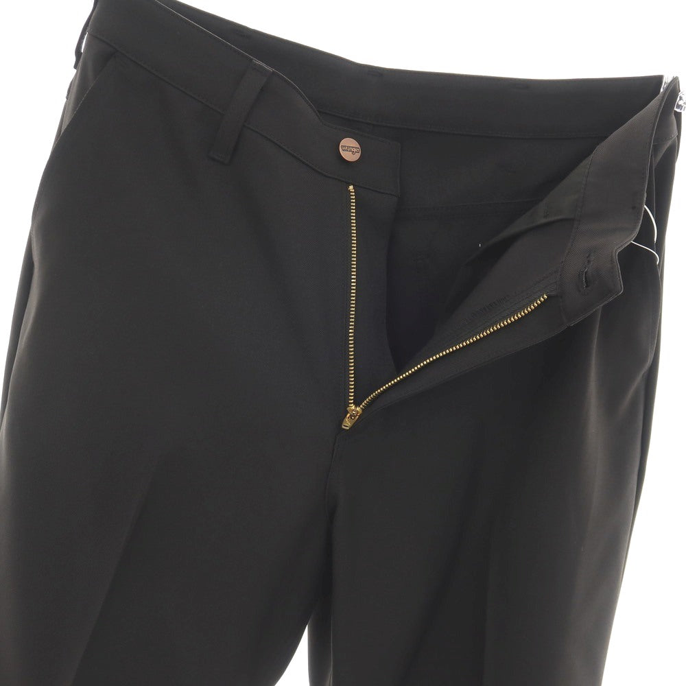 【中古】ラングラー Wrangler ポリエステル系 セミフレア カジュアルスラックスパンツ ブラック【サイズ表記なし（M位）】【 状態ランクA 】【 メンズ 】