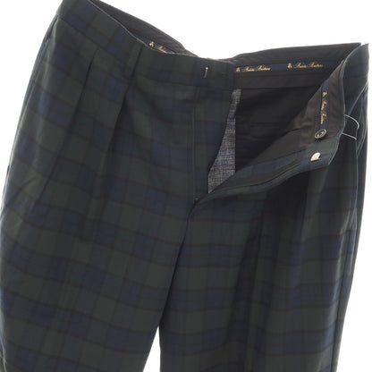 【中古】ブルックスブラザーズ Brooks Brothers ウール系 チェック カジュアルスラックスパンツ グリーンxネイビー【サイズ32】【 状態ランクA 】【 メンズ 】