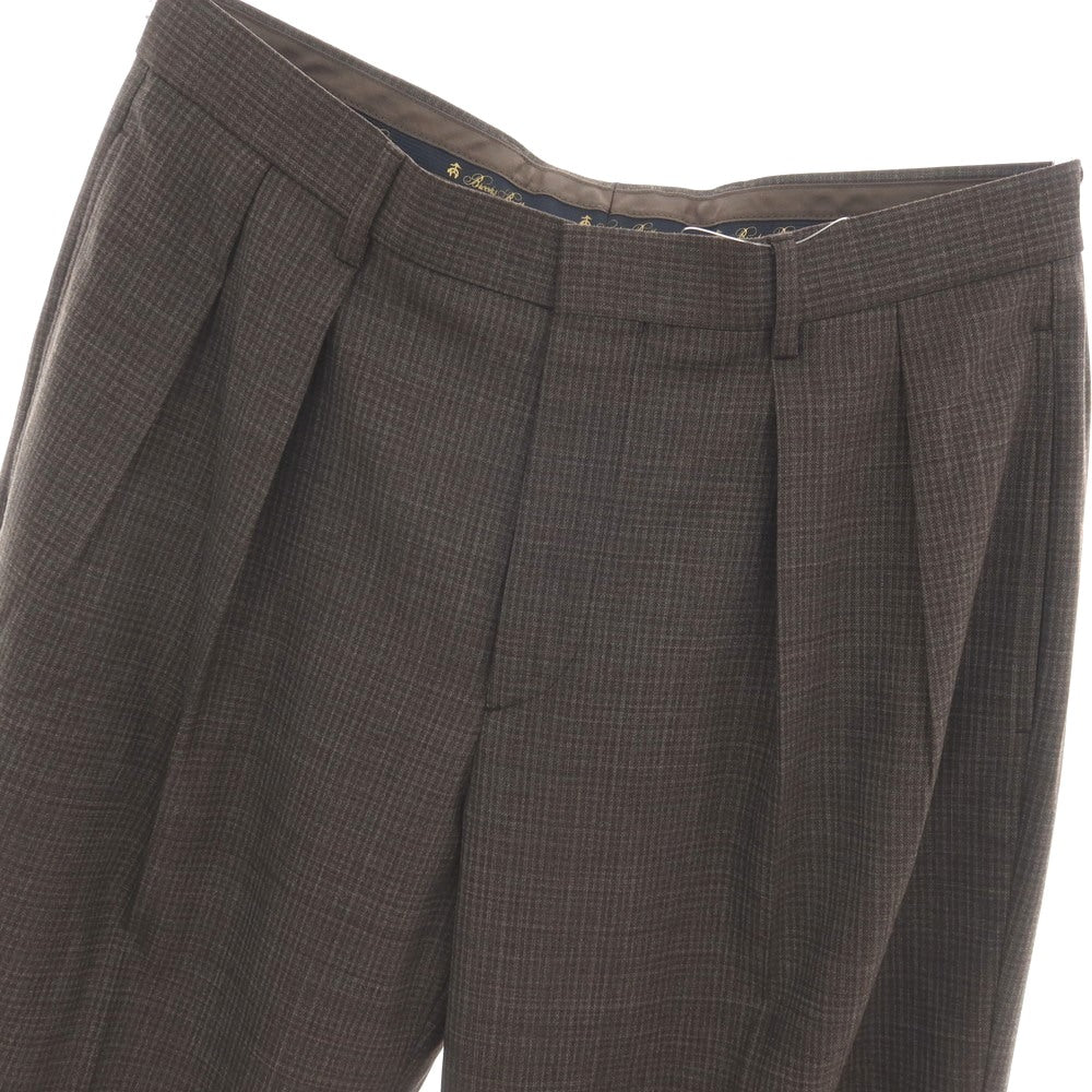 【中古】ブルックスブラザーズ Brooks Brothers ウール系 チェック カジュアルスラックスパンツ ブラウン【サイズ32】【 状態ランクA 】【 メンズ 】