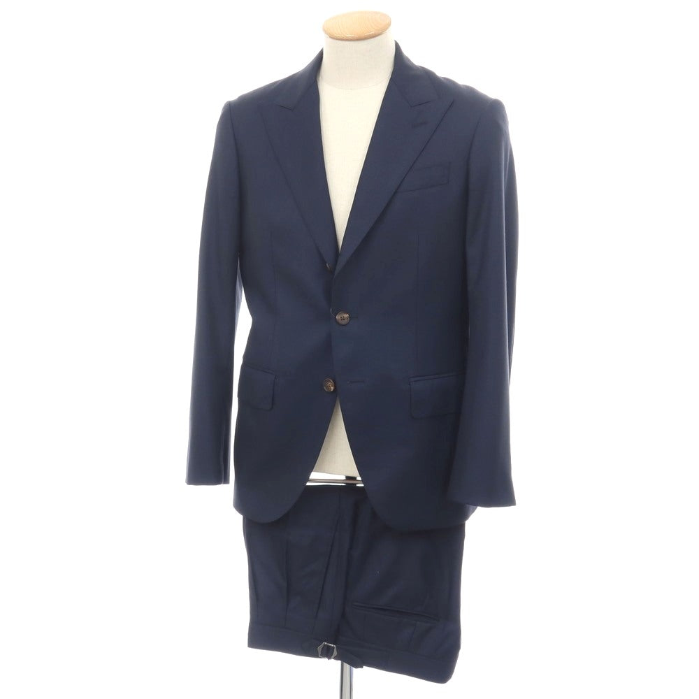 【中古】タカシマヤ takashimaya ELEFIT ウール 3つボタンスーツ ネイビー【サイズ表記なし（S位）】【 状態ランクC 】【 メンズ 】