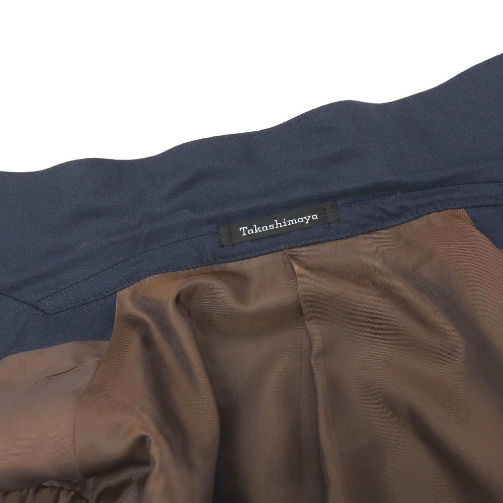 【中古】タカシマヤ takashimaya ELEFIT ウール 3つボタンスーツ ネイビー【サイズ表記なし（S位）】【 状態ランクC 】【 メンズ 】