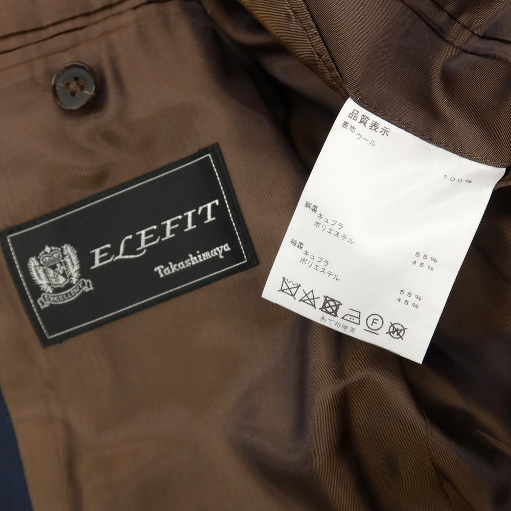 【中古】タカシマヤ takashimaya ELEFIT ウール 3つボタンスーツ ネイビー【サイズ表記なし（S位）】【 状態ランクC 】【 メンズ 】