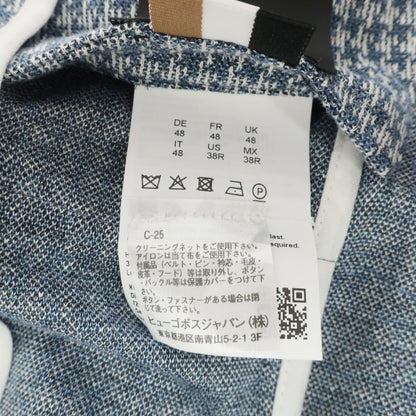【中古】ボス BOSS リネンコットンポリエステル ジャージー ハウンドトゥース 手裏剣千鳥 2B カジュアルジャケット ブルーxホワイト【サイズ48】【 状態ランクB 】【 メンズ 】