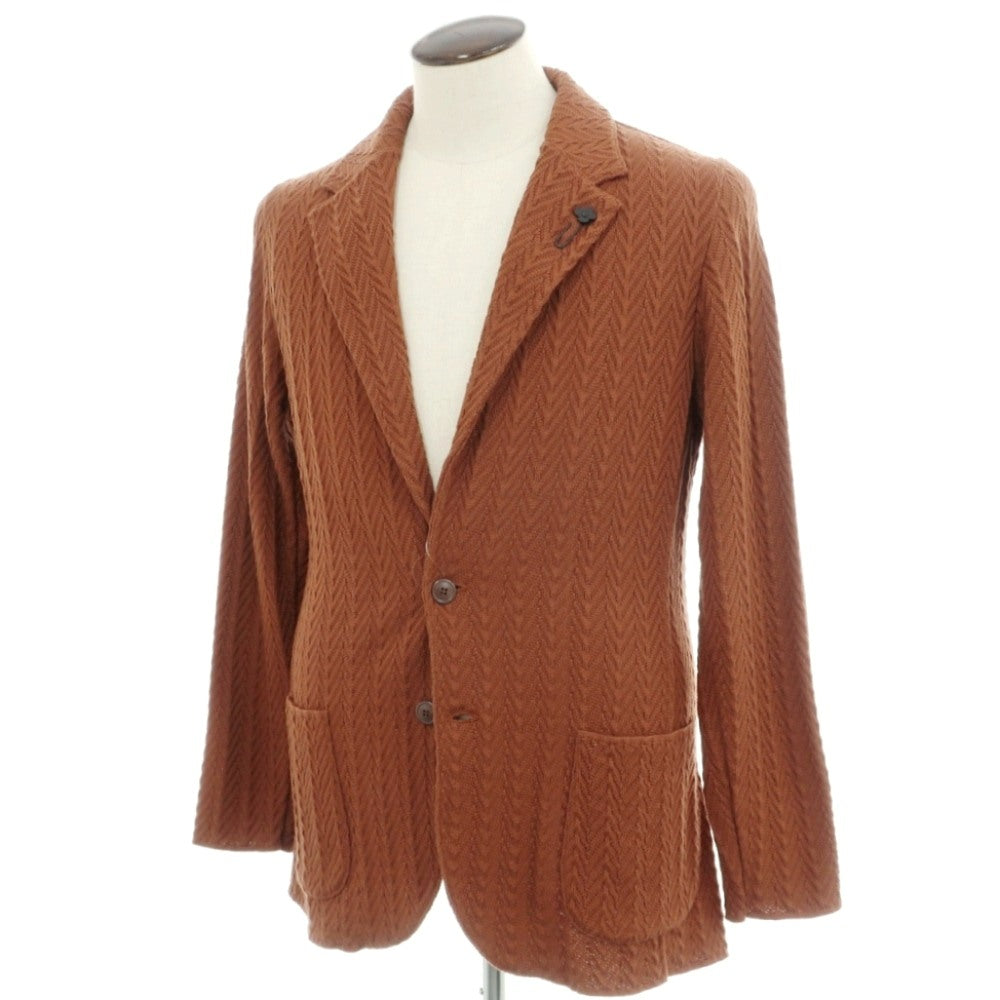 【中古】ラルディーニ LARDINI コットン 2B ニットジャケット ライトブラウン【サイズL】【 状態ランクB 】【 メンズ 】