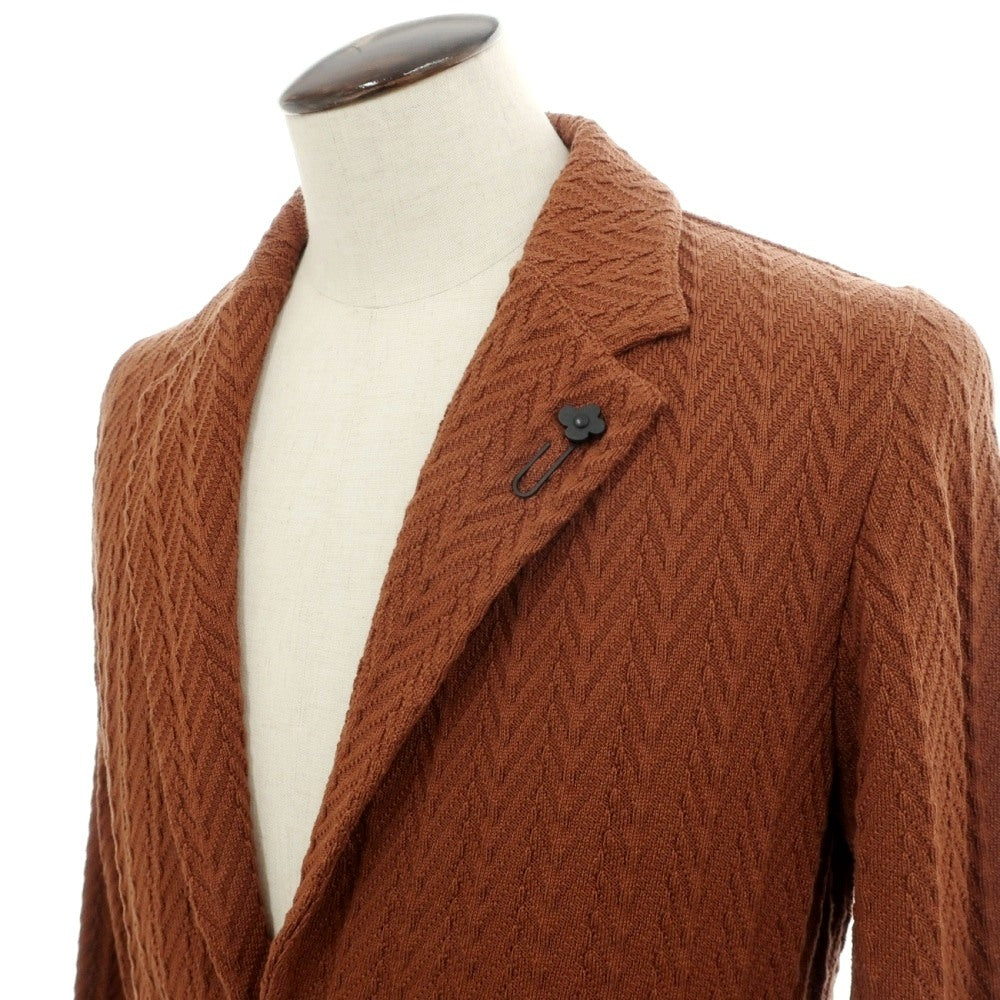 【中古】ラルディーニ LARDINI コットン 2B ニットジャケット ライトブラウン【サイズL】【 状態ランクB 】【 メンズ 】