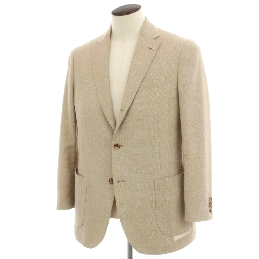 【中古】ラルディーニ LARDINI ウールリネンコットン ホップサック 3B テーラードジャケット ベージュxホワイト【サイズ52】【 状態ランクB 】【 メンズ 】