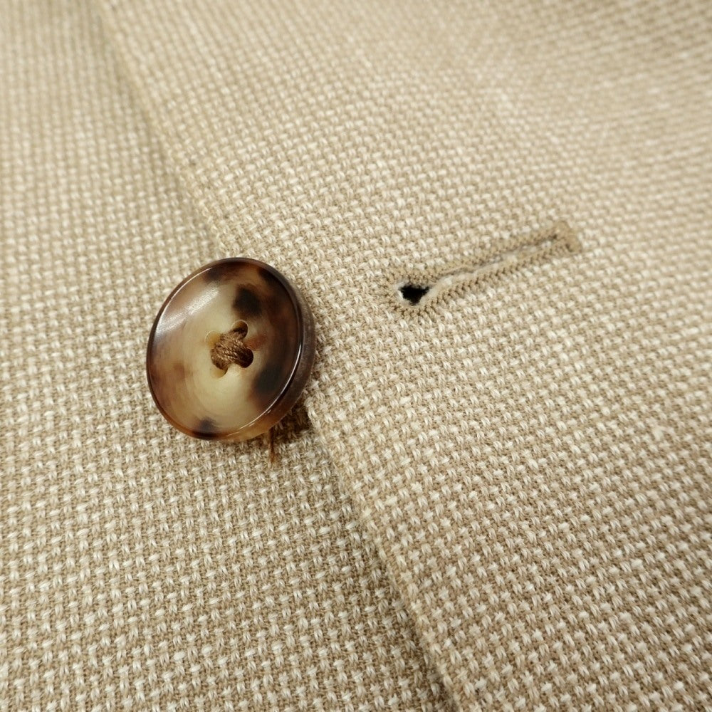 【中古】ラルディーニ LARDINI ウールリネンコットン ホップサック 3B テーラードジャケット ベージュxホワイト【サイズ52】【 状態ランクB 】【 メンズ 】