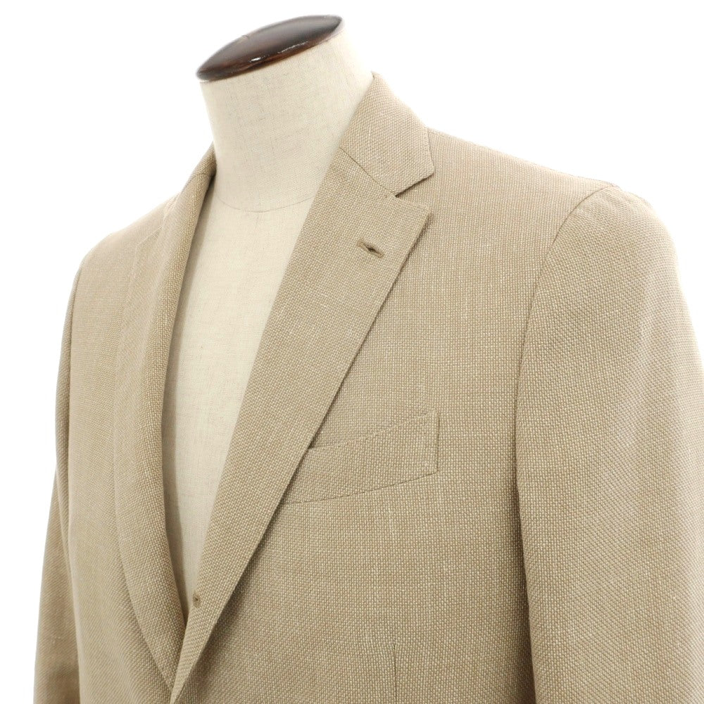 【中古】ラルディーニ LARDINI ウールリネンコットン ホップサック 3B テーラードジャケット ベージュxホワイト【サイズ52】【 状態ランクB 】【 メンズ 】