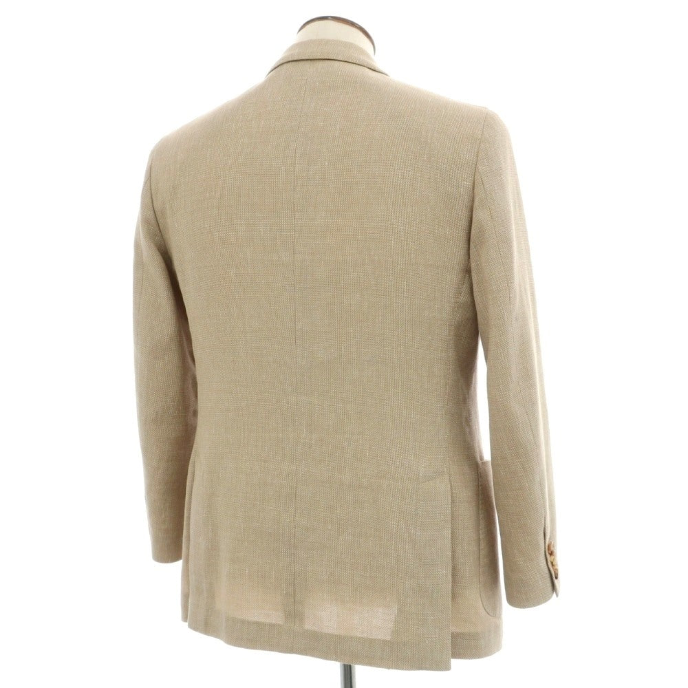 【中古】ラルディーニ LARDINI ウールリネンコットン ホップサック 3B テーラードジャケット ベージュxホワイト【サイズ52】【 状態ランクB 】【 メンズ 】