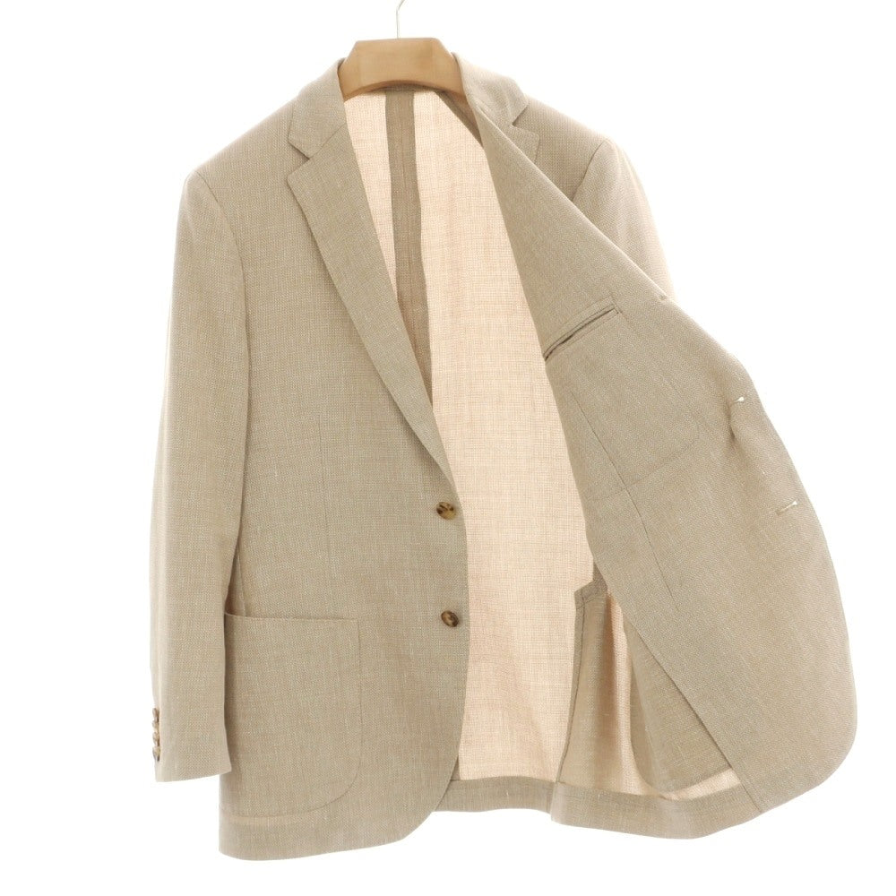 【中古】ラルディーニ LARDINI ウールリネンコットン ホップサック 3B テーラードジャケット ベージュxホワイト【サイズ52】【 状態ランクB 】【 メンズ 】