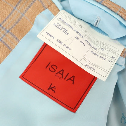【中古】イザイア ISAIA ウールシルク チェック 2B テーラードジャケット オレンジ系xブルー【サイズ50】【 状態ランクB 】【 メンズ 】
