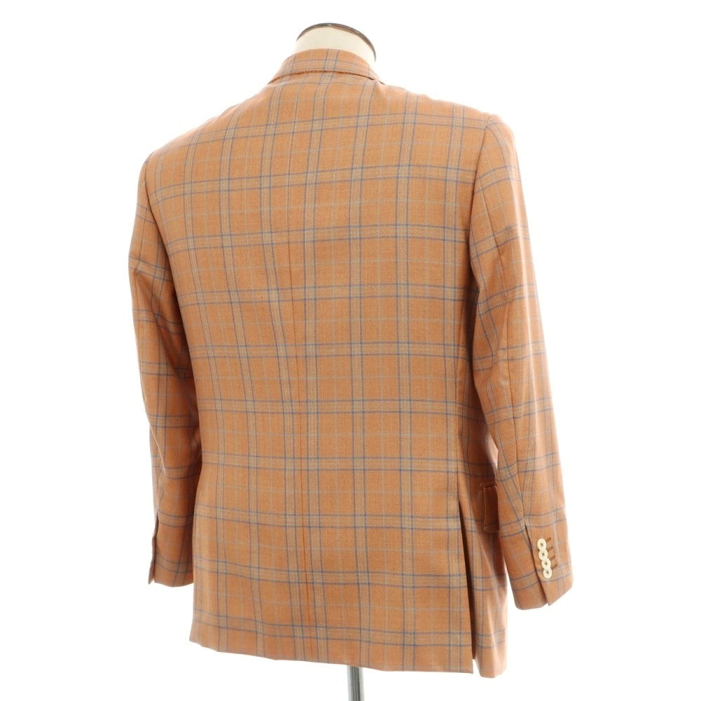 【中古】イザイア ISAIA ウールシルク チェック 2B テーラードジャケット オレンジ系xブルー【サイズ50】【 状態ランクB 】【 メンズ 】