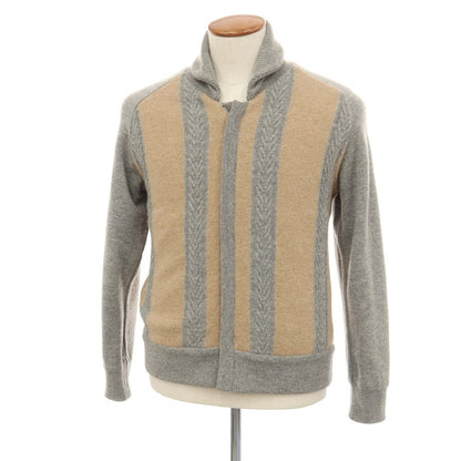 【中古】ミラショーン mila schon リバーシブル ウールカシミヤ ジップアップ ニットブルゾン グレーxダークベージュ【サイズ46】【 状態ランクB 】【 メンズ 】