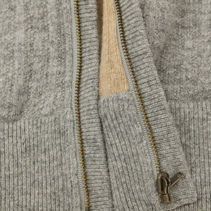 【中古】ミラショーン mila schon リバーシブル ウールカシミヤ ジップアップ ニットブルゾン グレーxダークベージュ【サイズ46】【 状態ランクB 】【 メンズ 】