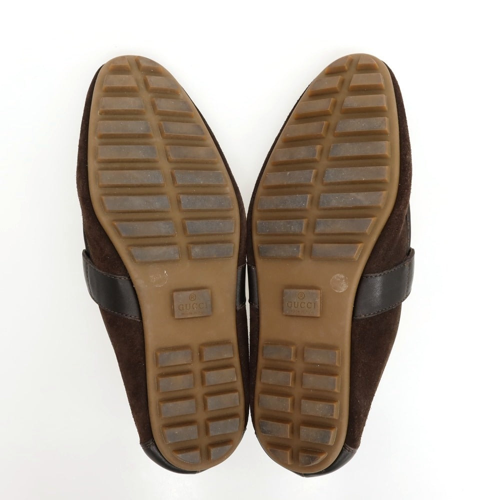 【中古】グッチ GUCCI スエード ローファー ダークブラウン【サイズ40 1/2】【 状態ランクD 】【 メンズ 】