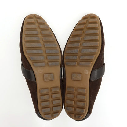 【中古】グッチ GUCCI スエード ローファー ダークブラウン【サイズ40 1/2】【 状態ランクD 】【 メンズ 】