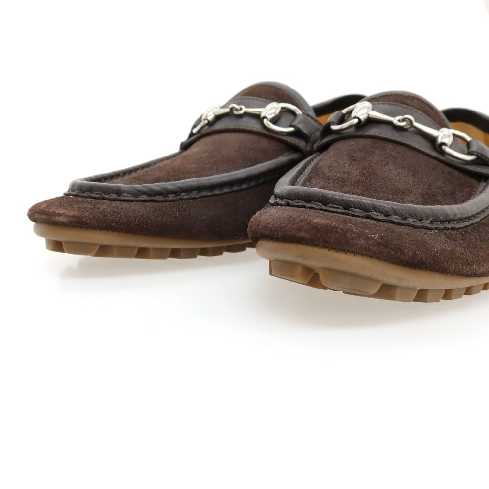【中古】グッチ GUCCI スエード ローファー ダークブラウン【サイズ40 1/2】【 状態ランクD 】【 メンズ 】