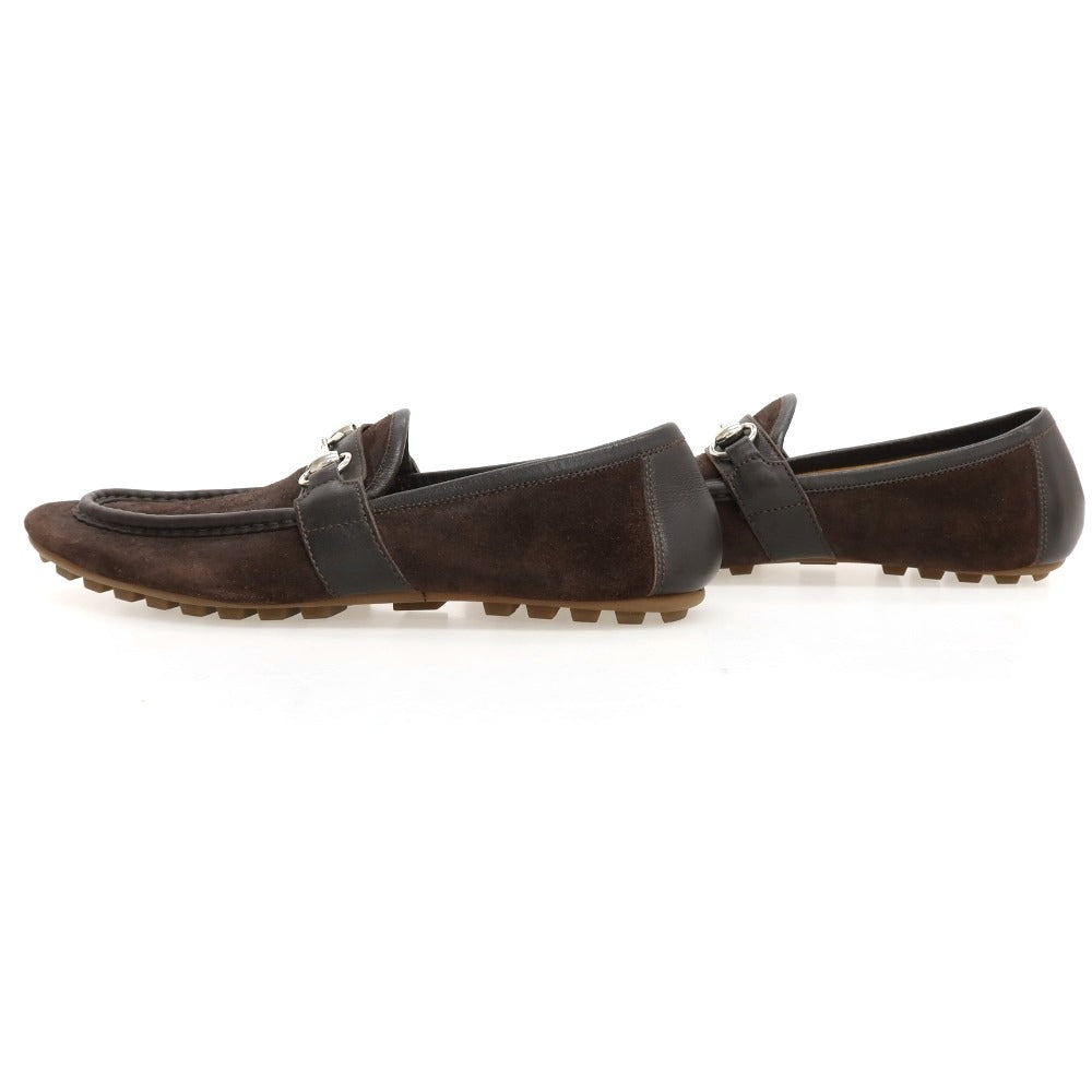 【中古】グッチ GUCCI スエード ローファー ダークブラウン【サイズ40 1/2】【 状態ランクD 】【 メンズ 】
