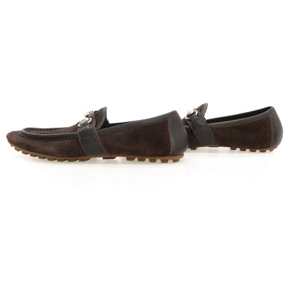 【中古】グッチ GUCCI スエード ローファー ダークブラウン【サイズ40 1/2】【 状態ランクD 】【 メンズ 】