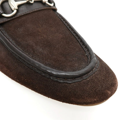 【中古】グッチ GUCCI スエード ローファー ダークブラウン【サイズ40 1/2】【 状態ランクD 】【 メンズ 】