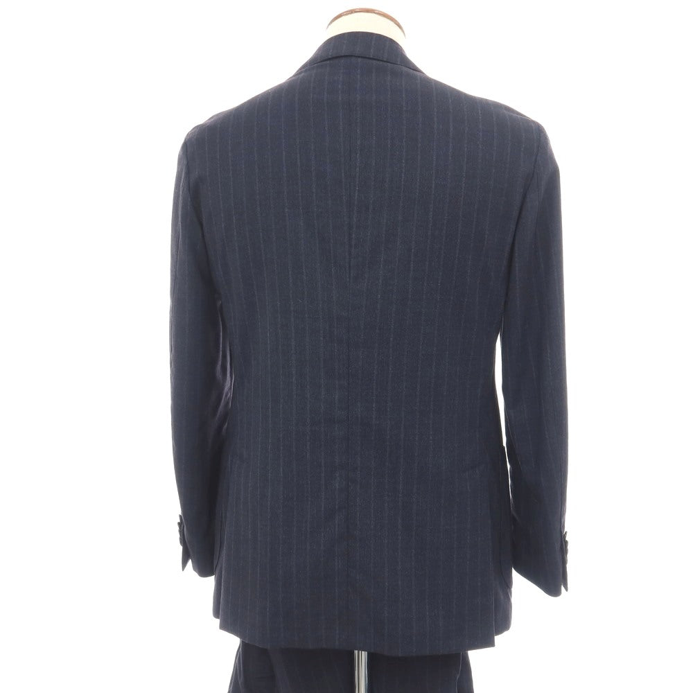 【中古】ラルディーニ LARDINI easy wear ウールポリウレタン ストライプ 3つボタンスーツ ネイビーxブルー【サイズ46】【 状態ランクB 】【 メンズ 】