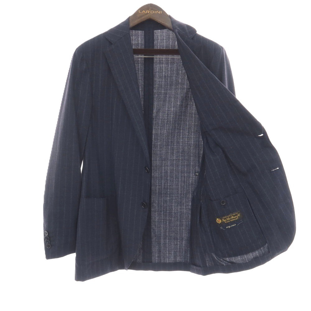 【中古】ラルディーニ LARDINI easy wear ウールポリウレタン ストライプ 3つボタンスーツ ネイビーxブルー【サイズ46】【 状態ランクB 】【 メンズ 】