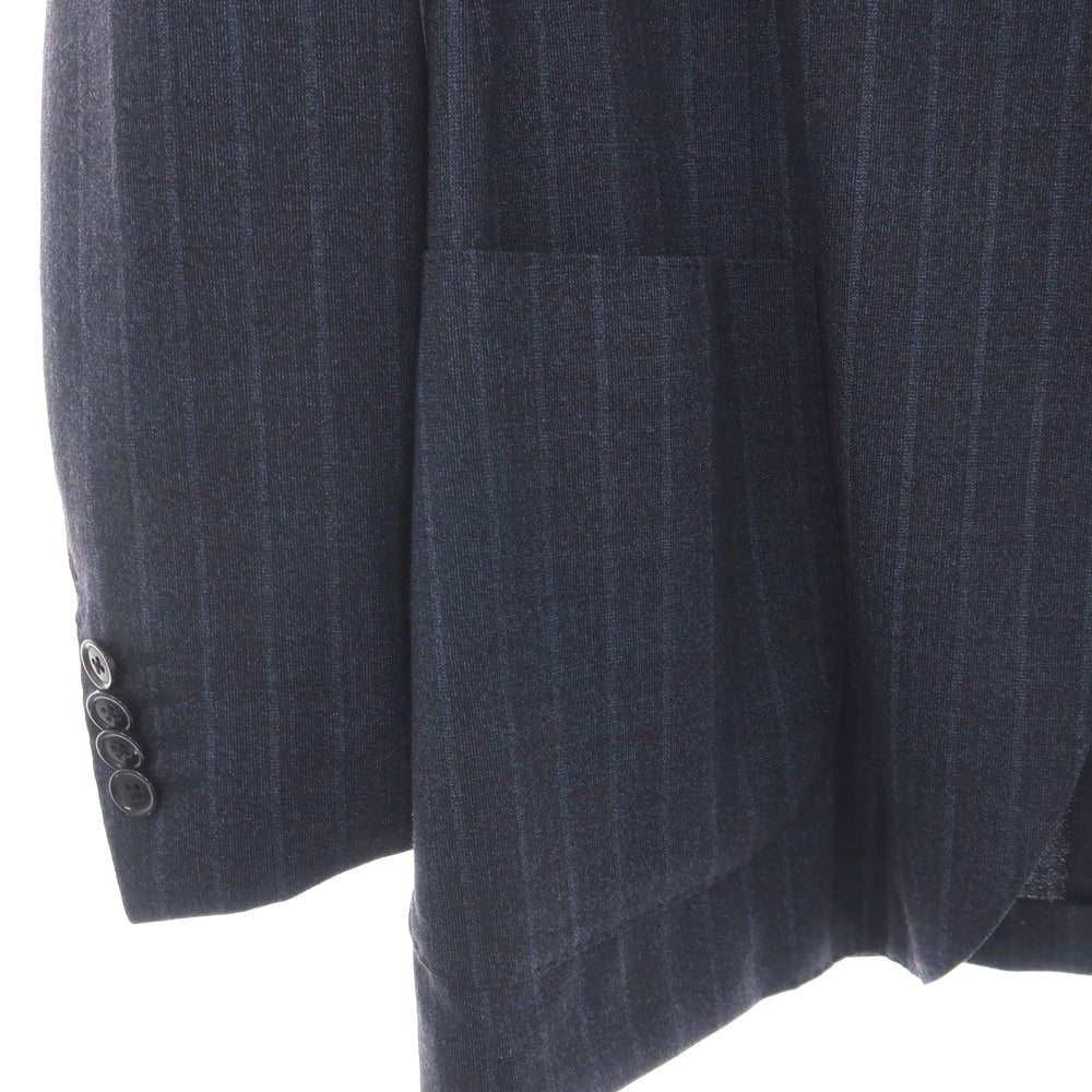 【中古】ラルディーニ LARDINI easy wear ウールポリウレタン ストライプ 3つボタンスーツ ネイビーxブルー【サイズ46】【 状態ランクB 】【 メンズ 】