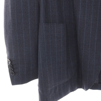 【中古】ラルディーニ LARDINI easy wear ウールポリウレタン ストライプ 3つボタンスーツ ネイビーxブルー【サイズ46】【 状態ランクB 】【 メンズ 】