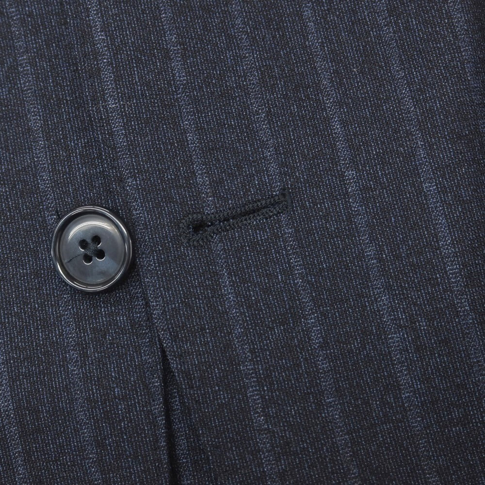 【中古】ラルディーニ LARDINI easy wear ウールポリウレタン ストライプ 3つボタンスーツ ネイビーxブルー【サイズ46】【 状態ランクB 】【 メンズ 】