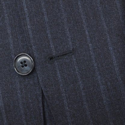 【中古】ラルディーニ LARDINI easy wear ウールポリウレタン ストライプ 3つボタンスーツ ネイビーxブルー【サイズ46】【 状態ランクB 】【 メンズ 】