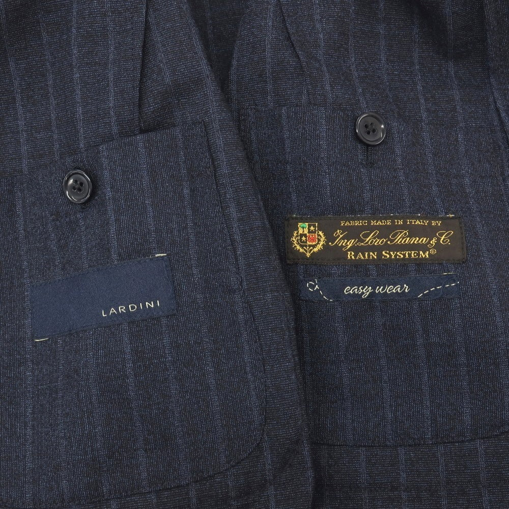 【中古】ラルディーニ LARDINI easy wear ウールポリウレタン ストライプ 3つボタンスーツ ネイビーxブルー【サイズ46】【 状態ランクB 】【 メンズ 】