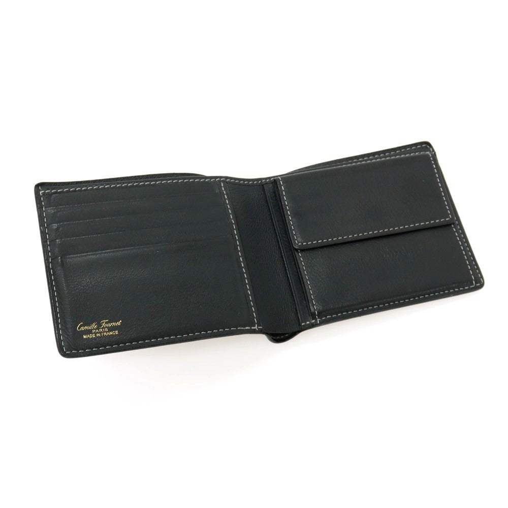 【中古】カミーユ フォルネ Camille Fournet レザー 二つ折り財布 ブラック【 状態ランクB 】【 メンズ 】