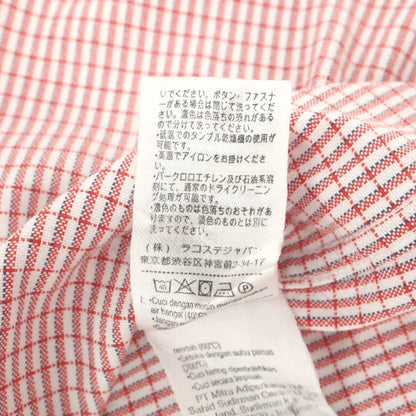 【中古】ラコステ LACOSTE コットンポリウレタン チェック ボタンダウン カジュアルシャツ レッドxホワイト【サイズFR 40】【 状態ランクB 】【 メンズ 】
