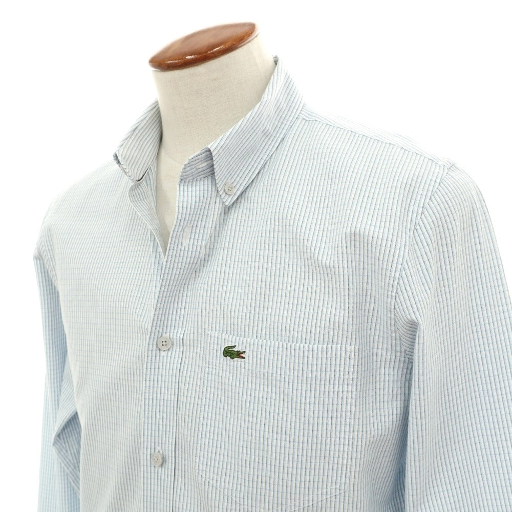 【中古】ラコステ LACOSTE コットンポリウレタン チェック ボタンダウン カジュアルシャツ ライトブルーxホワイト【サイズFR 40】【 状態ランクB 】【 メンズ 】