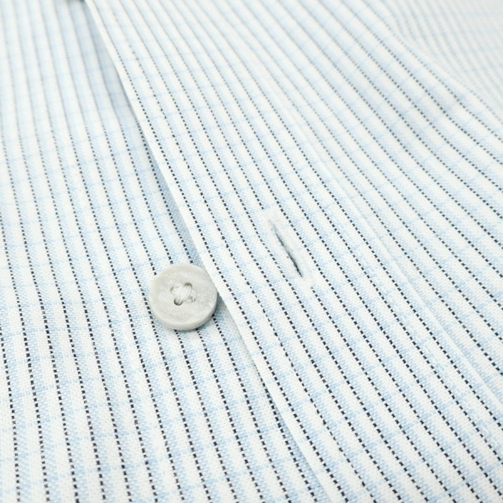 【中古】ラコステ LACOSTE コットンポリウレタン チェック ボタンダウン カジュアルシャツ ライトブルーxホワイト【サイズFR 40】【 状態ランクB 】【 メンズ 】
