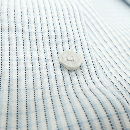 【中古】ラコステ LACOSTE コットンポリウレタン チェック ボタンダウン カジュアルシャツ ライトブルーxホワイト【サイズFR 40】【 状態ランクB 】【 メンズ 】