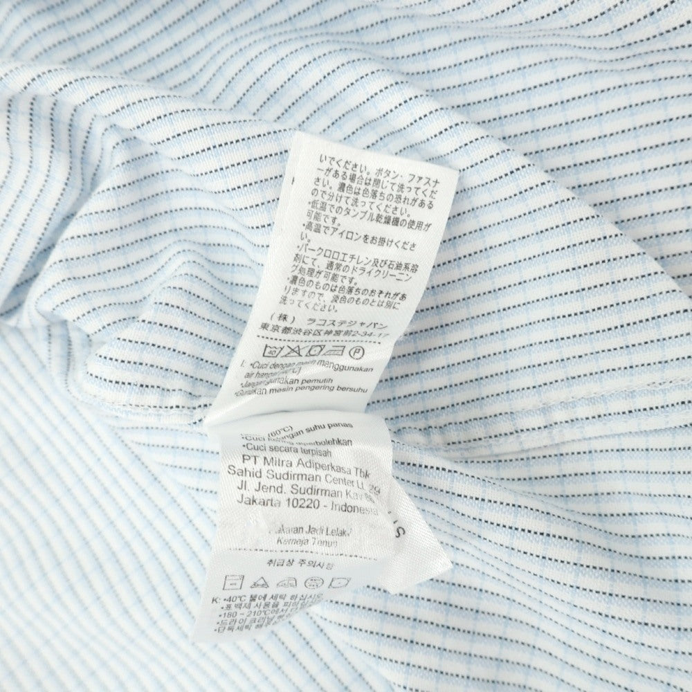【中古】ラコステ LACOSTE コットンポリウレタン チェック ボタンダウン カジュアルシャツ ライトブルーxホワイト【サイズFR 40】【 状態ランクB 】【 メンズ 】