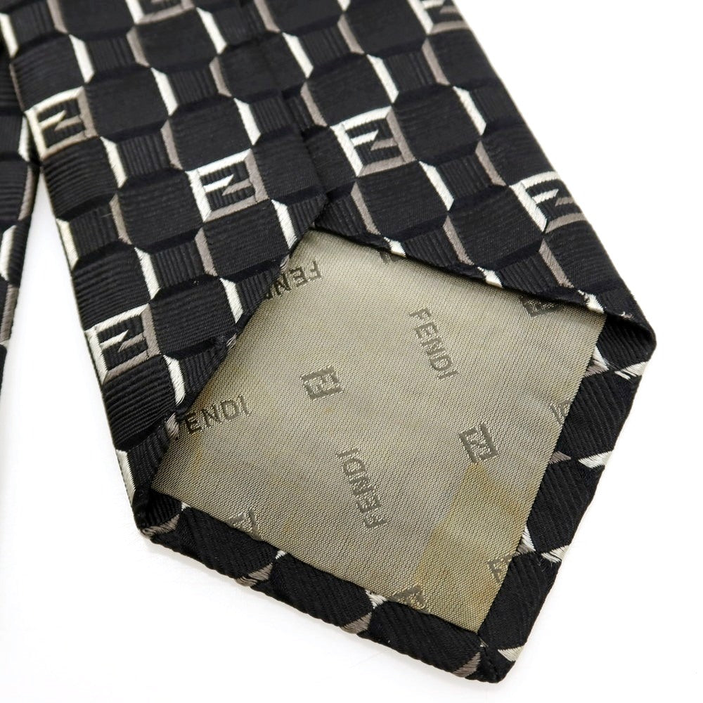 【中古】フェンディ FENDI シルク ジャカード FFロゴ ネクタイ ブラック【 状態ランクC 】【 メンズ 】