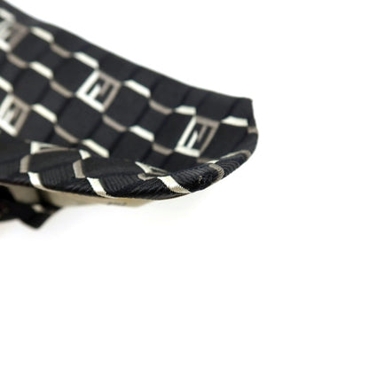 【中古】フェンディ FENDI シルク ジャカード FFロゴ ネクタイ ブラック【 状態ランクC 】【 メンズ 】