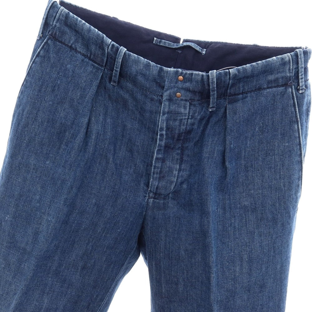 【中古】インコテックス INCOTEX コットンリネン カジュアルスラックスパンツ ネイビーブルー【サイズ44】【 状態ランクB 】【 メンズ 】