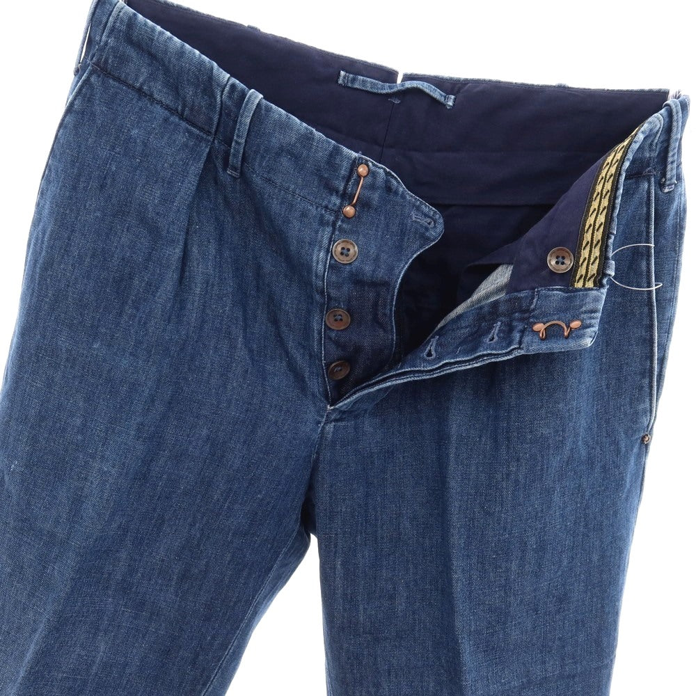 【中古】インコテックス INCOTEX コットンリネン カジュアルスラックスパンツ ネイビーブルー【サイズ44】【 状態ランクB 】【 メンズ 】