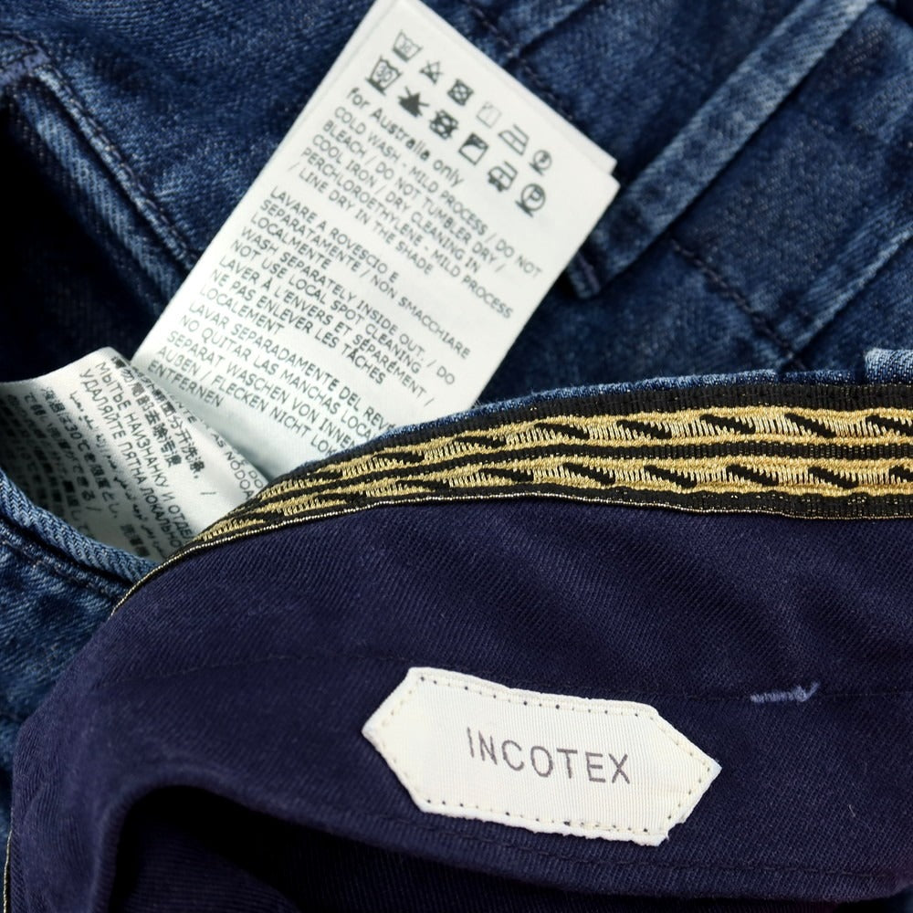 【中古】インコテックス INCOTEX コットンリネン カジュアルスラックスパンツ ネイビーブルー【サイズ44】【 状態ランクB 】【 メンズ 】