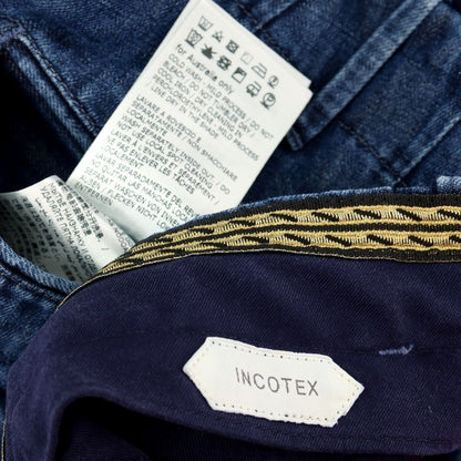 【中古】インコテックス INCOTEX コットンリネン カジュアルスラックスパンツ ネイビーブルー【サイズ44】【 状態ランクB 】【 メンズ 】