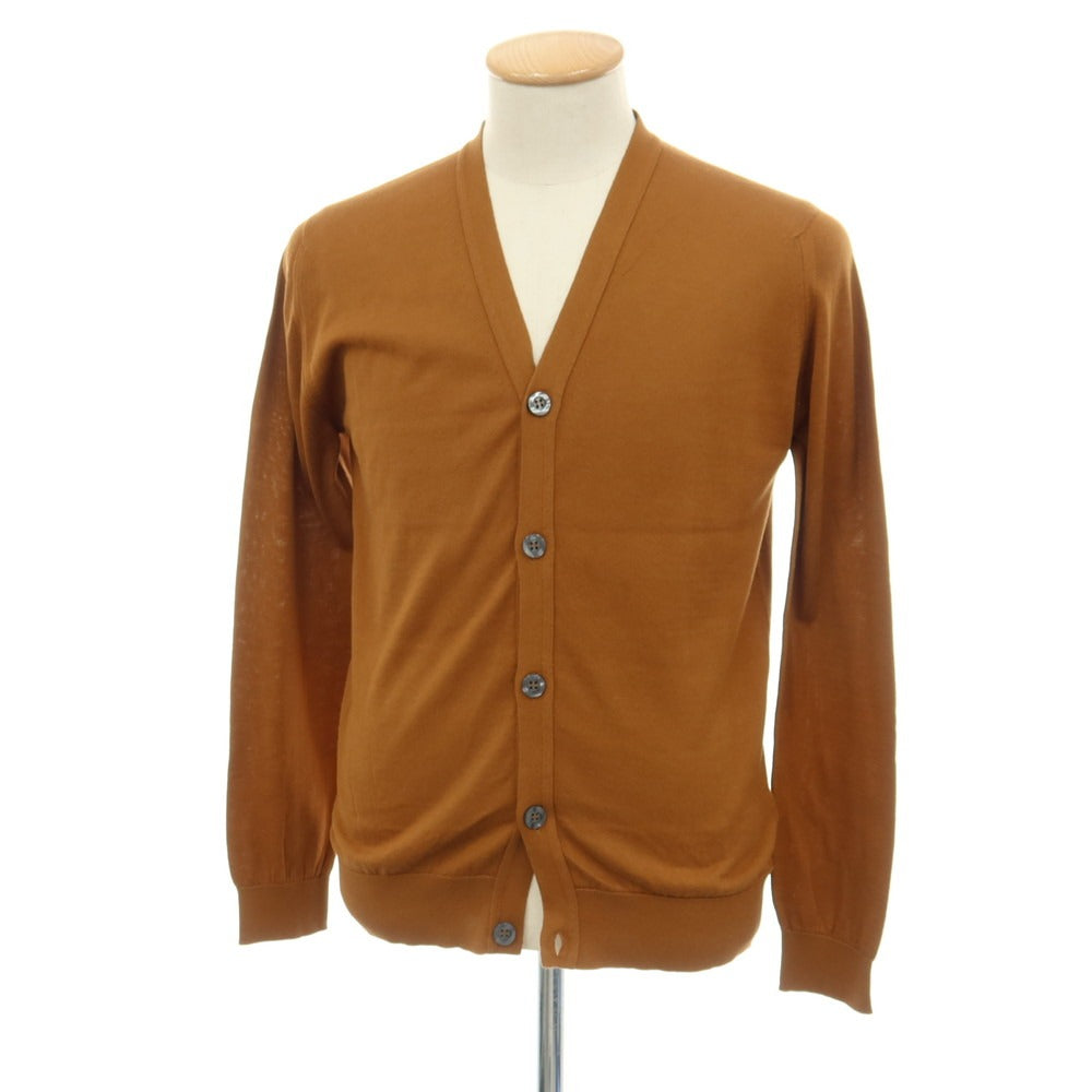 【中古】ジョンスメドレー JOHN SMEDLEY ハイゲージ シーアイランドコットン ニット カーディガン キャメルブラウン【サイズS】【 状態ランクB 】【 メンズ 】