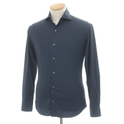 【中古】ケイケイシャツ K-K shirt ストレッチ コットンナイロン ワイドカラー カジュアルシャツ ネイビー【サイズ36】【 状態ランクC 】【 メンズ 】