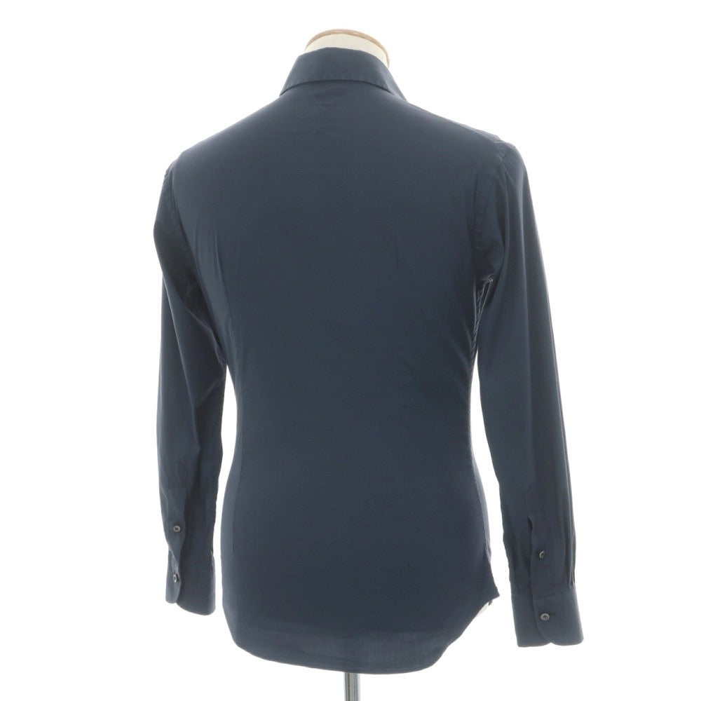 【中古】ケイケイシャツ K-K shirt ストレッチ コットンナイロン ワイドカラー カジュアルシャツ ネイビー【サイズ36】【 状態ランクC 】【 メンズ 】