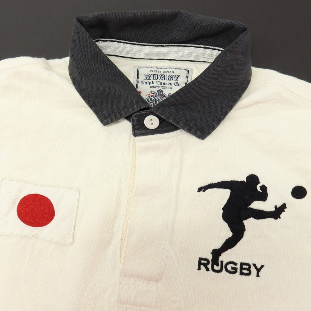 【中古】ラルフローレンラグビー RALPH LAUREN RUGBY コットン 長袖ポロシャツ アイボリー系【サイズS】【 状態ランクB 】【 メンズ 】